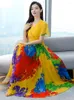 Party Dresses 2023 Yellow Chiffon Boho Beach Long Summer Elegant Clothes for Women Fashion Prom Black Floral Bodycon Luxury Maxi Dress