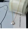 Correntes Real 925 Streling Silver Chain Nekclace Natural Freshwater Coin Pearl Colar para Mulheres Moda Barroca Presente