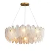 Lustres Moderne Perle Plume Verre Lustre De Luxe Cristal Pendentif Lampe Chambre À Manger Décor À La Maison Cuisine Designer Plafonnier