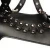 Sexig uppsättning pu läder öppen crotch sexig kattdräkt kvinnor sex fetisch bondage begränsningar sele sexig crotchless teddy underkläder erotiska dräkter 230825