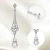 Dangle Earrings 1920s Flapper 20s Art Deco Great Gatsby Earring Drop Rhinestone Jewelry Accessories Vintage Party Pearl