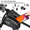 Borse laterali Borse da bicicletta WILD MAN Borse da bicicletta Telaio anteriore Borsa da bici MTB Touch screen impermeabile Borsa per cellulare con tubo superiore per accessori da ciclismo 230824