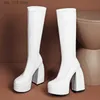 Thick Knee For Heels Elastic Micro Black Women Punk Style Autumn Winter Chunky Platform High Boots Party Shoes Ladies T