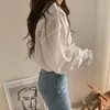 Bluzki damskie 2023 Biała pusta bluzka Koronkowa boho koreańska lolita streetwear koszulka damska topy mleczne jedwabne koszule