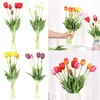 Decoratieve Bloemen Luxe Siliconen Real Touch Tulpen Boeket 5 Hoofden Stengels Kunstmatige Bruiloft Feestzaal Decoratie Flores Artificiales