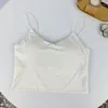 Yoga Outfit Summer Bra Ice Silk Crop Tops Sports Spaghetti Strap Vest Top Women Sexy Built In Off Shoulder Sleeveless Camisole Underwear