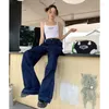 Women's Jeans Navy Blue High Waist Women American Fashion Streetwear Wide Leg Jean Female Bottoms Denim Trouser Baggy Pants