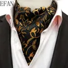 Boyun bağları katı siyah erkekler vintage kaju fıstığı çiçek resmi cravat ascot scrunch kendini İngiliz beyefendi ipek dokuma kravat 230824