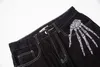 Men's Jeans High Street Dark Black Skeleton Embroidered Jeans Men's Trendy Brand Loose niche Design Wide Leg Straight Leg Pants 230825