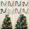 装飾的な花1.8mクリスマス人工ホリーの葉のvine rattan fake flowe ivy xmasツリーリースハンギング飾りホームデコレーション