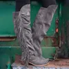 Новый бахровый избавление Bonjomarisa Средний теленка для Woenm Cowboy Chunky Pointed Buite Punk Western Brand Boot