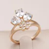 Anneaux de cluster Kinel Natural Zircon Crown Ring pour femmes 585 Rose Gold Couleur Fine Ethnique Mariée Vintage Bijoux De Mariage Cristal Cadeau