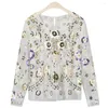 Mulheres Hoodies Primavera Mulheres Camisas Luxuary Vintage Bordado Floral Lantejoula Pérola Embelezada Malha Manga Longa Applique Blusa Top