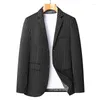 Herrdräkter avslappnade blazer rockar mode två knappar klassisk rand affärsformell klänning höst lös plus size dräkt svart grå