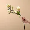 装飾的な花1pc 68cm人工絹花束シミュレーションホームリビングルーム装飾のためのマグノリア植物結婚式の偽の枝