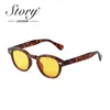 Gafas de sol STORY Vintage Remache Tortoiseshell Redondo Mujeres Hombres Diseño de marca Retro Amarillo Azul Lente Cuadrado Gafas de sol S22728 230824