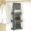 Caixas de armazenamento Organizador de bolsa pendurado 6 bolso para armário de guarda -roupa Cinza da porta de saco de bolsa de saco cinza Clear Sundry com bolsa de cabide