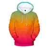 Hoodies masculinos 3D Homens Mulheres Moletons Personalizado Colorido Gradiente Com Capuz Cor Sólida Menino / Meninas Polluver Roupas de Inverno