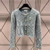 Designer Cardigan Femmes Chandails Femmes Designer Pull À Manches Longues Court Boutonné Veste En Tricot Doux Tweed Tissu Tricots Designer Cardigan