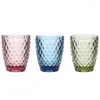 Wine Glasses Engraving Water Glass 3 PCS Cup 240ml 350ml For Juice Milk Drinking European-style Tea Pink Blue Green