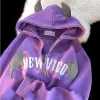 Men's Hoodies Sweatshirts Hip Hop Bat Wing Devil Horn Zip Up Hoodie Jacket Men Women Oversized Sweatshirt Kawaii Clothes CHG2308255-6 megogh