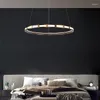 Kerzenhalter, moderne zeitgenössische nordische Luxus-Pendelleuchte, großer Ring, Aluminium-Kronleuchter, Wohnzimmer, Esszimmer, LED-Licht