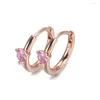 Hoop Earrings Solitaire Earring For Women Authentic S925 Sterling Silver Jewelry Lady Girl Birthday Gift Rose Gold Colour