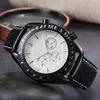 Mężczyźni 43 mm kwarcowe zegarek luksusowe sport Pełna funkcjonalność Chronograph Data Man Wristwatch Business skórzane zegarki męskie zegarki