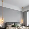 Kronleuchter Schmiedeeisen Lange Stange Glas Schlafzimmer Nachttischlampen Nordic Licht Luxus Wohnzimmer Hintergrund Wand Dekor Kronleuchter