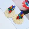 Dangle Earrings Heart Rattan Knit Wooden Drop Vintage Handmade Color Crystal Statement 2023 Women Jewelry Wholesale