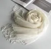 Foulards 55 * 180cm Mode Doux Solide Femmes 100% Lin Lin Gland Écharpe Été Voyage Crème Solaire Long Châle Élégant Hijab Femmes Foulard 230825