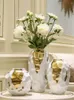 Vases Creative Nordic Ceramics Gold Geometric Ceramic Vase Modern Home Flower Arrangement Decorative Ornaments Wedding