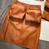 Pantaloncini da donna YOLOAgain Tasche con patta Vintage Genuina Donna in pelle 2023 Autunno Moda pelle di pecora Ladies Streetwear