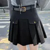 Skirts Gold Buttons Corduroy Shorts Chic Women Mini High Waist Pleated Skirt Autumn Winter Vintage Dance Sweet Harajuku O189