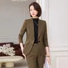 Women's Two Piece Pants Autumn Winter High Quality Fabric Formal Uniform Designs Pantsuits Professional Women Business Work Wear Suits OL