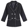 Ternos femininos femininos 2023 primavera outono moda escritório wear duplo breasted blazer casaco feminino vintage manga longa outwear senhoras chique topo