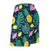 Shorts pour hommes Summer Gym Funny Feuilles de palmier Sports Fitness Ananas Flamingo Citron Imprimé Plage Pantalons courts Amusant Séchage rapide Maillots de bain