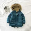 Donsjas Jongensjas winterbontkraag capuchon isolatie pluche grote zak buitenwindjack verdikt 211 mode kinderkleding x0825