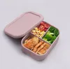 Boîte à lunch en silicone Voyage à l'extérieur Conteneur de stockage de nourriture portable Boîtes à bento pour enfants Four à micro-ondes Conteneur rectangulaire à trois cellules Ensembles de vaisselle SN4455