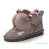 Stivaletto in peluche di lusso di design da donna di marca con base piatta in pelle invernale all'aperto per mantenere caldo lo stivale