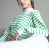 Suéteres para mujer, suéter de punto a rayas de Color elegante y fresco, ropa de otoño e invierno para mujer, jerseys con fondo, Tops elegantes Vintage Y2k