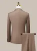 Men's Suits Double Breasted Mens Set Slim Style Formal Daily Wedding Groom Wear Khaki Man Blazer Pant Gentleman Clothing Plus Size