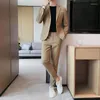Men's Suits Autumn Winter Waffle Fit Business Casual Brand Clothing Solid Color Dress/ Tuxedo Wedding Banquet Office