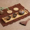 Tea Trays Antique Reel Design Rectangle Bamboo Tray Chinese Traditionell stil naturplatta för tekopp Tekanna bord