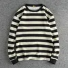 Herrtröjor Hösten Personlig randtröja Twill Sticked Cotton Trendy Round Neck Long Sleeve Top Shirt 411