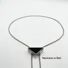 inverted triangle designer jewelry necklace alloy chain mens womens black pendant necklace with letter designer necklaces fashion 210s