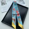 Scarves Luxury 100% Twill Silk Scarf Man Women Fashion Ribbon Giraffe Kerchief Neck Hair Headband 86*5cm 230825