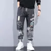 Männer Jeans Männer Hip Hop Harem Hosen Männliche Lose Hosen Lustige Druck Kordelzug Hose Casual Jogging Streetwear Plus Größe s-5Xl