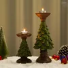 Candle Holders 1Pc Creative Retro Christmas Tree Shaped Candlestick Ins European Style Home Living Room Decoration Crafts Resin