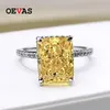 Anneaux de mariage OEVAS 100% 925 argent Sterling 8*10mm jaune rose aigue-marine diamant à haute teneur en carbone anneaux de coupe radiante pour les femmes fête bijoux fins 230824